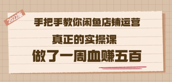 2022版《手把手教你闲鱼店铺运营》真正的实操课做了一周血赚五百(16节课)